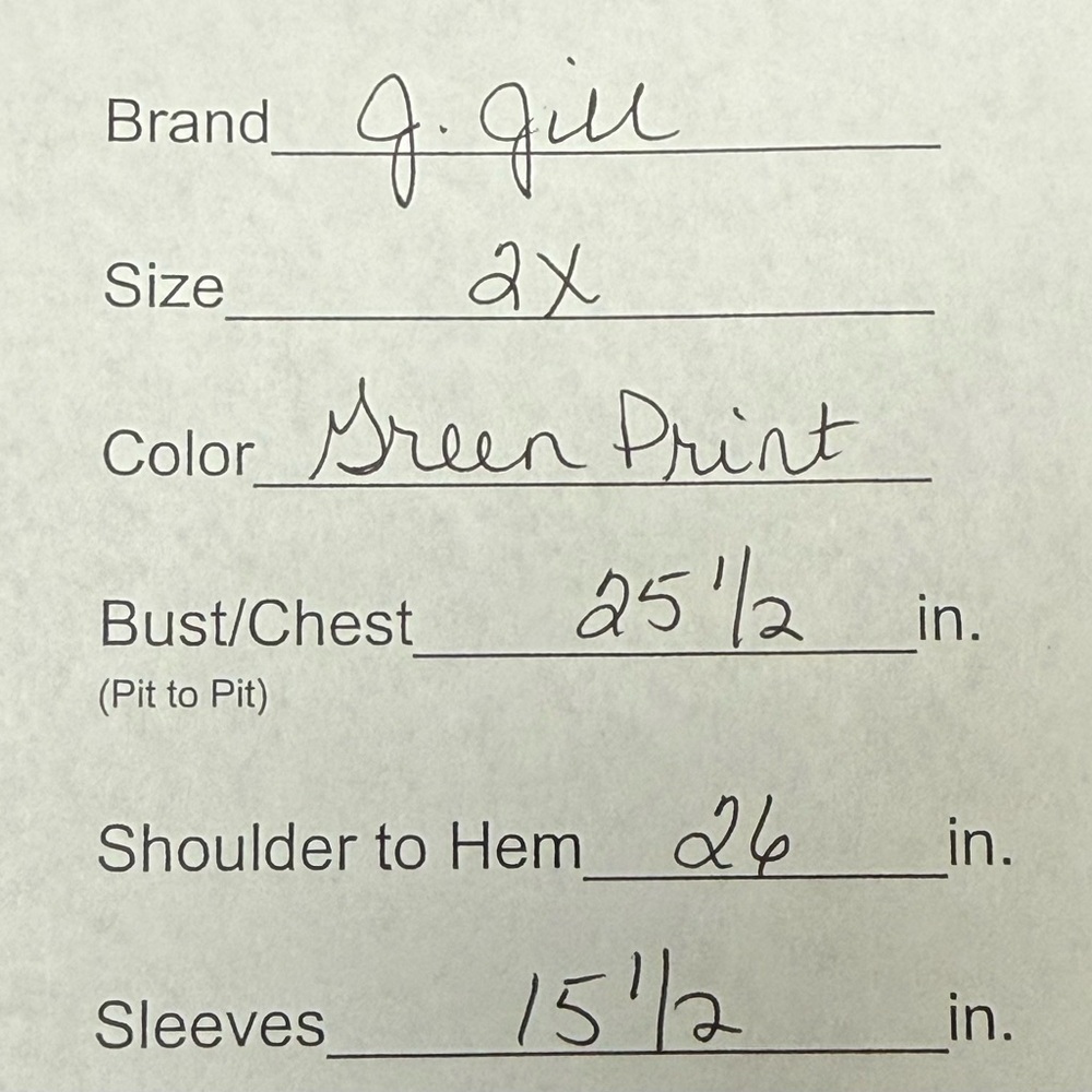 J. Jill 2X Green Boho Print Button Front Long Sleeve Tunic Top Plus Size - Picture 9 of 9